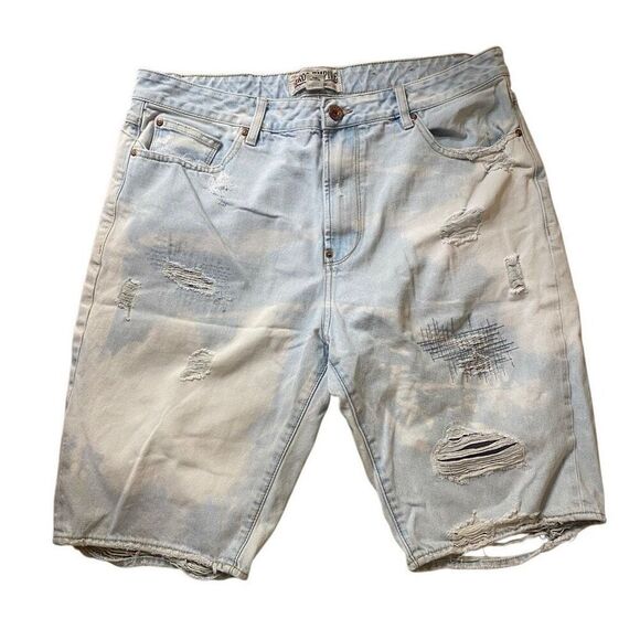 Akoo Empire Men's distressed jean shorts light wash size 38 - Picture 1 of 10